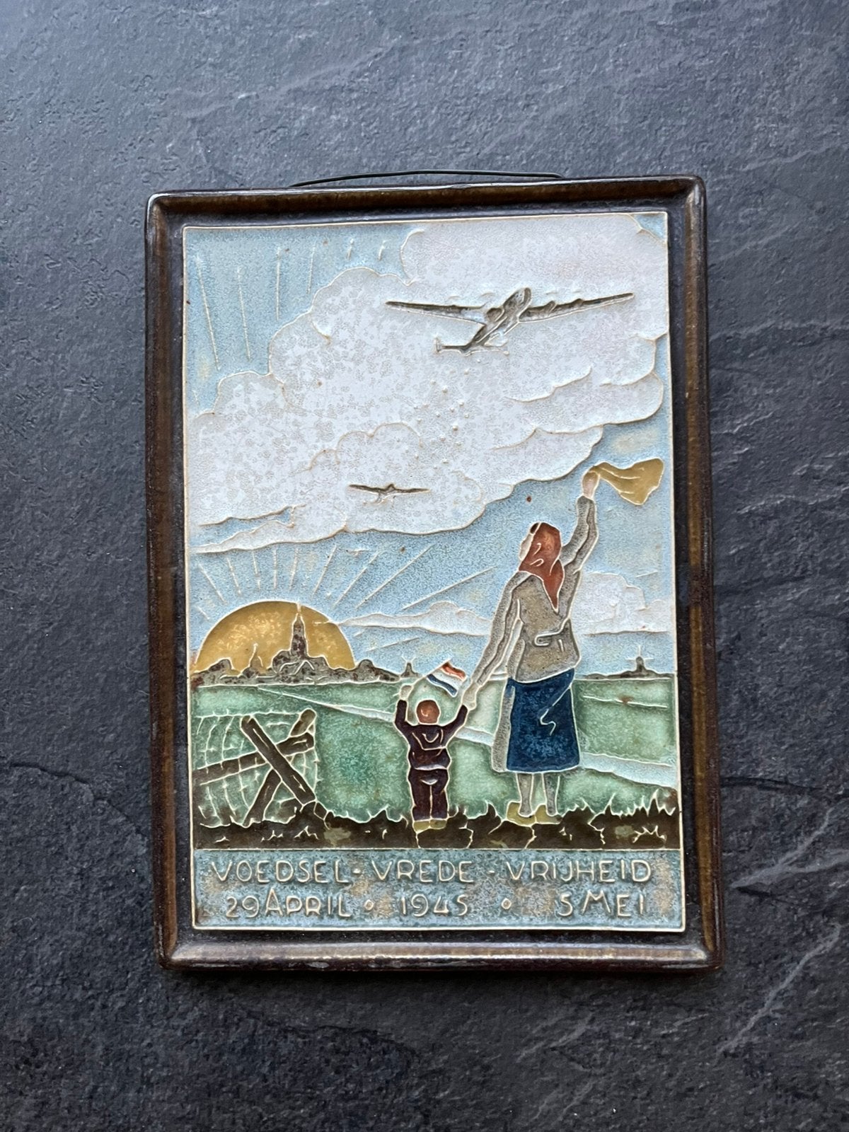 De Porceleyne Fles, Delft, cloisonne wandtegel, 1945, Ophalen of Verzenden