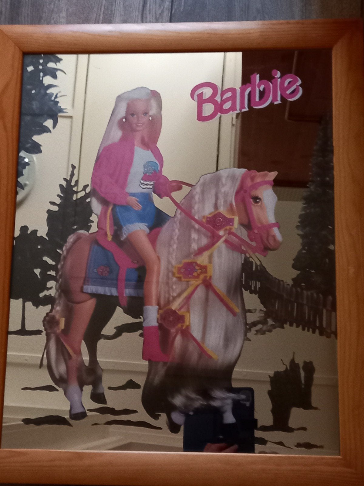 Vintage Barbie Spiegel jaren 90 afm 40x50 cm, Ophalen, Gebruikt, Accessoires