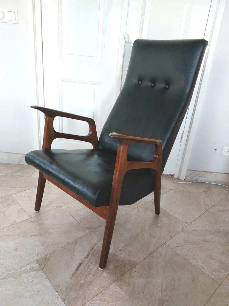 Vintage fauteuil Danish lounge chair jaren vijftig zestig 60, Ophalen, Gebruikt, Hout, 50 tot 75 cm