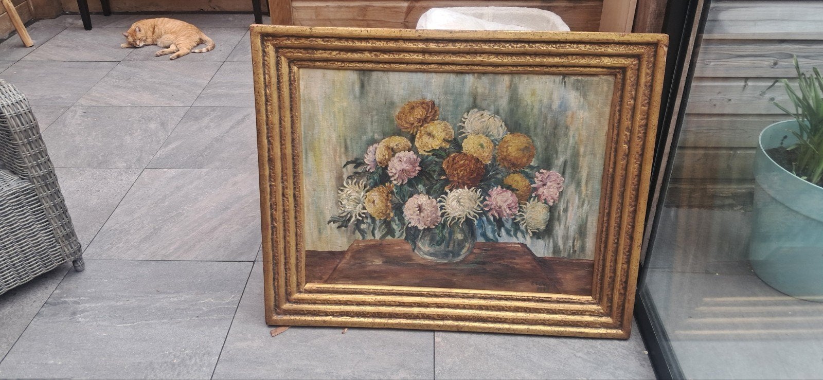 Vintage Schilderij: Bloemenstilleven door E. Lehmann (1943), Ophalen