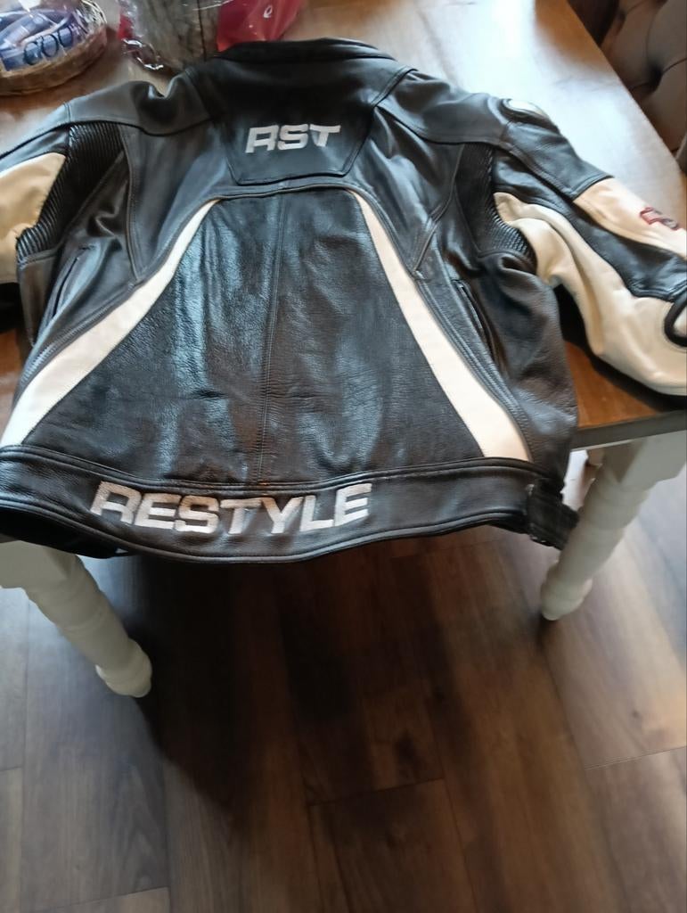 RST Restyle Leren Motorjas - Zwart/Wit, Ophalen of Verzenden, Tweedehands, Jas | leer