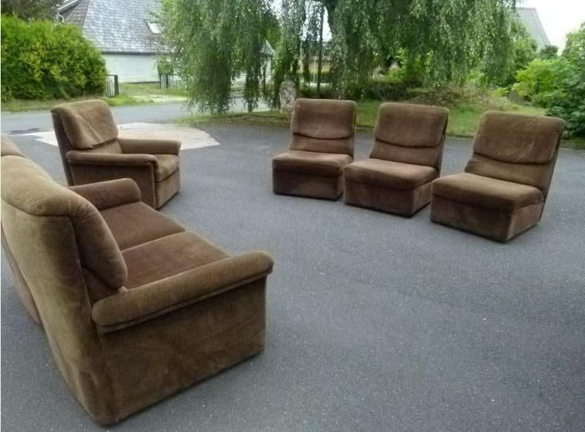 vintage modulaire fauteuils zetel sofa 70er 6-delig, Ophalen, Zo goed als nieuw, Stof, 70er