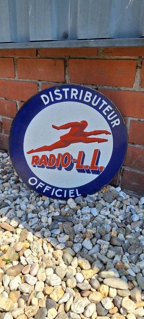 Antiek emaille bord Radio-L.L. ,ook bekend als Radiola., Reclamebord, Gebruikt, ., Ophalen of Verzenden