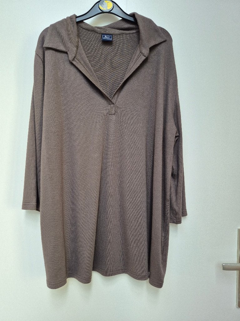 MISS ETAM POSITIE bruin poloshirt met 3/4 mouw maat L - 42, Kleding | Dames, Bruin, Maat 42/44 (L), Miss Etam, Gedragen