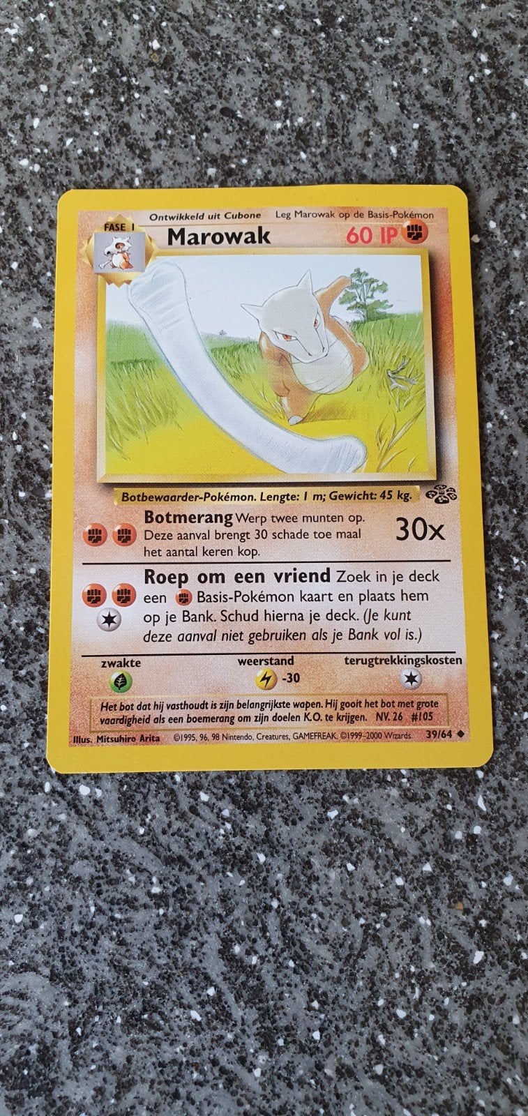 Marowak 39/64 Jungle Wotc NL 1999-2000 Pokémon Kaart, Ophalen of Verzenden, Gebruikt, Losse kaart