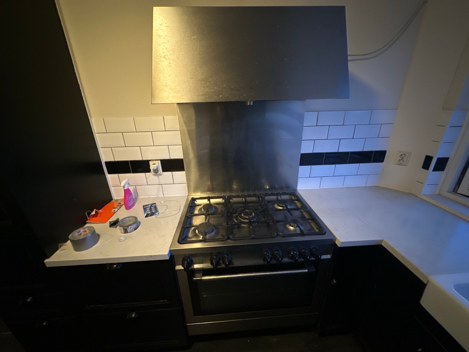 Gasfornuis met oven en afzuigkap hele keuken, Witgoed en Apparatuur, Ophalen, Gebruikt, 60 cm of meer, Gas