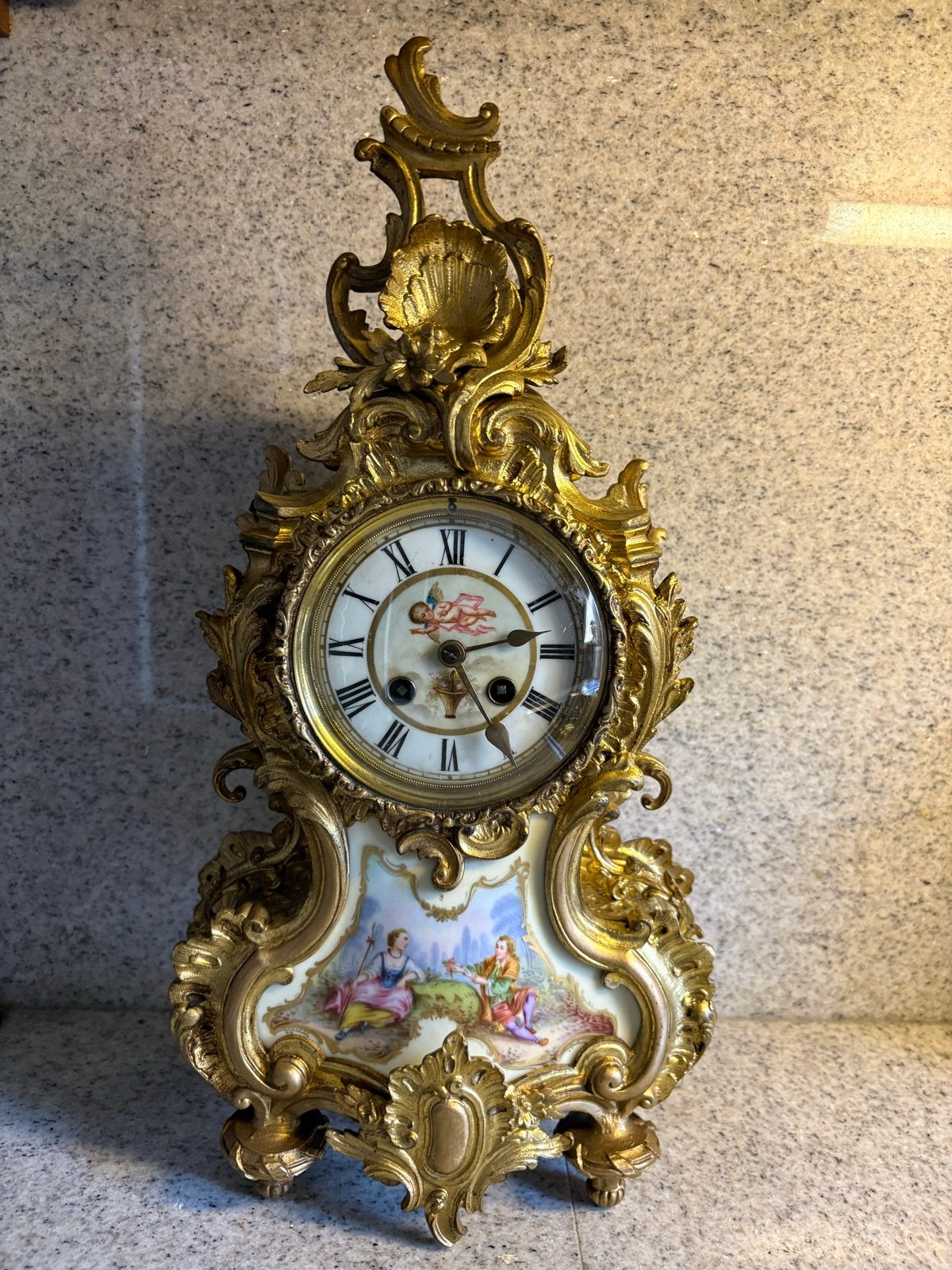 Antieke Boulle Rococo Porseleinen Plaat Klok, Antiek en Kunst, Ophalen of Verzenden
