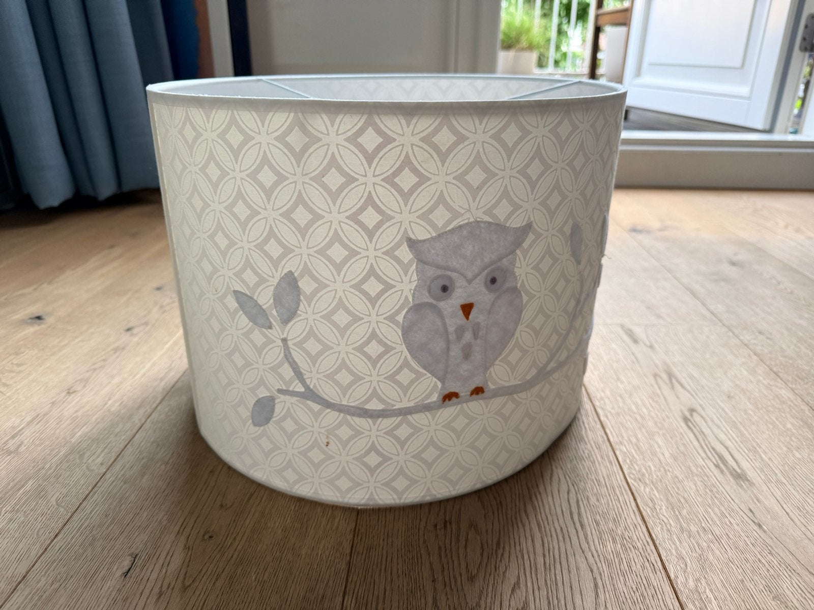 Leuke lampenkap met uil - Zo goed als nieuw, Ophalen, Overige typen, Wit, Rond