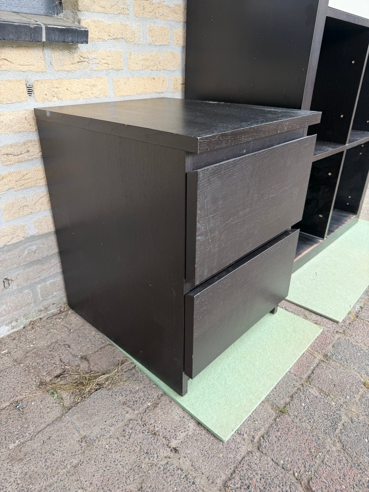 Donkerbruin ladekastje met 2 laden, Ophalen, Minder dan 50 cm, Gebruikt, 1 of 2 laden