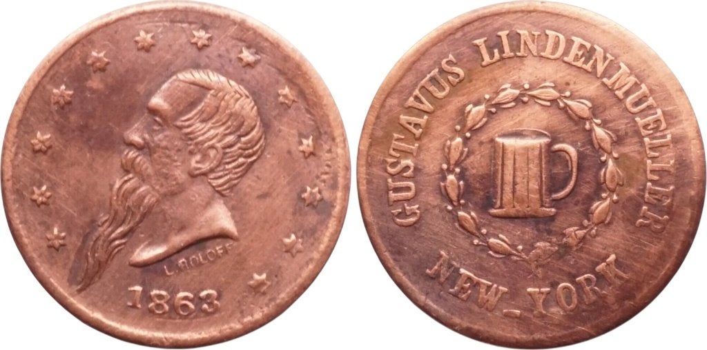 Civil War token 1863, Verenigde Staten, Lindenmueller, Verzenden, Noord-Amerika, Losse munt, Zilver