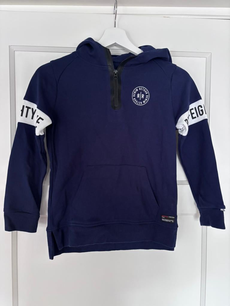Retour blauwe hoodie trui maat 134/140, Ophalen of Verzenden, Zo goed als nieuw, Jongen, Trui of Vest