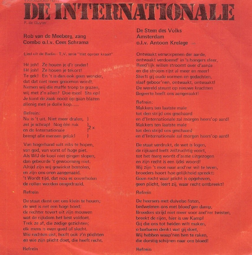 De Internationale - Stem Des Volks -socialisme strijdlied, Ophalen, Gelezen, Nederland