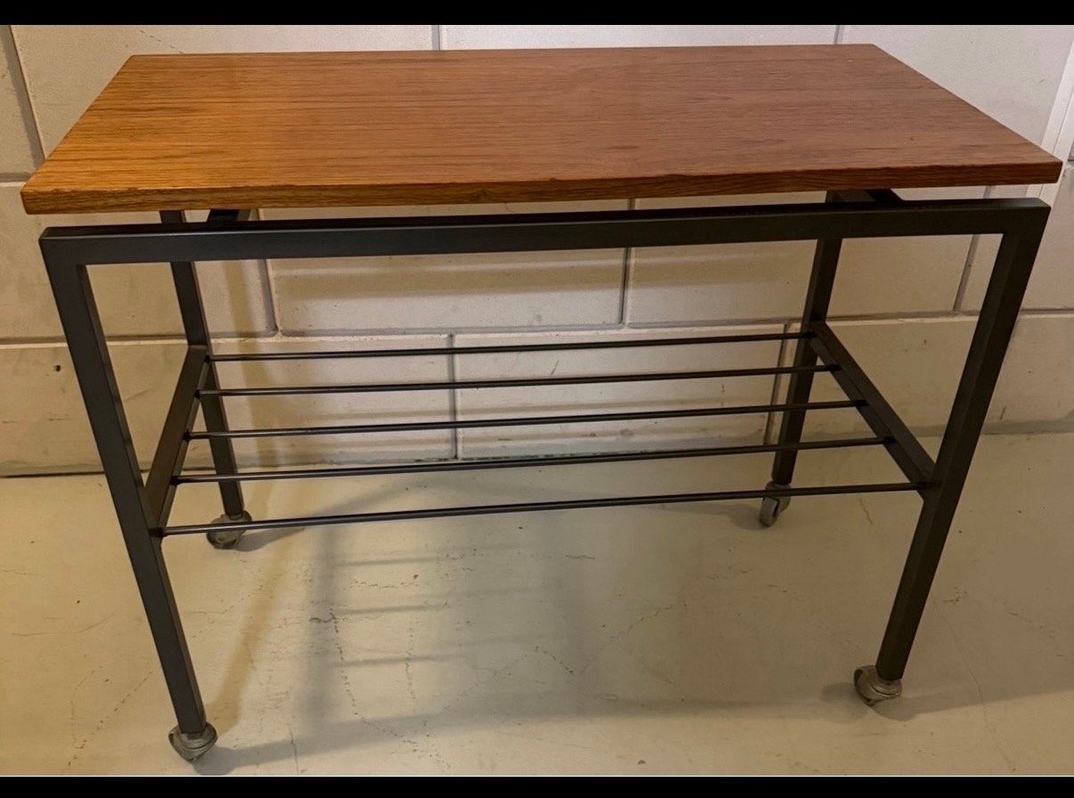 Stiemsma vintage design bijzettafel, zwenkwielen - Jaren '60, Gebruikt, 55 tot 75 cm, Pastoe, vintage design, stiemsma rotterdam,