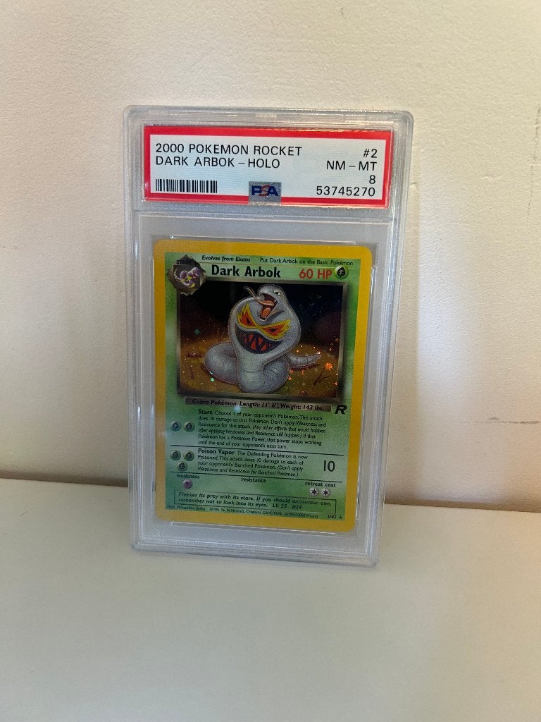 Pokémon Dark Arbok Holo #2 Team Rocket 2000 PSA 8 – Vintage, Ophalen of Verzenden, Zo goed als nieuw, Losse kaart