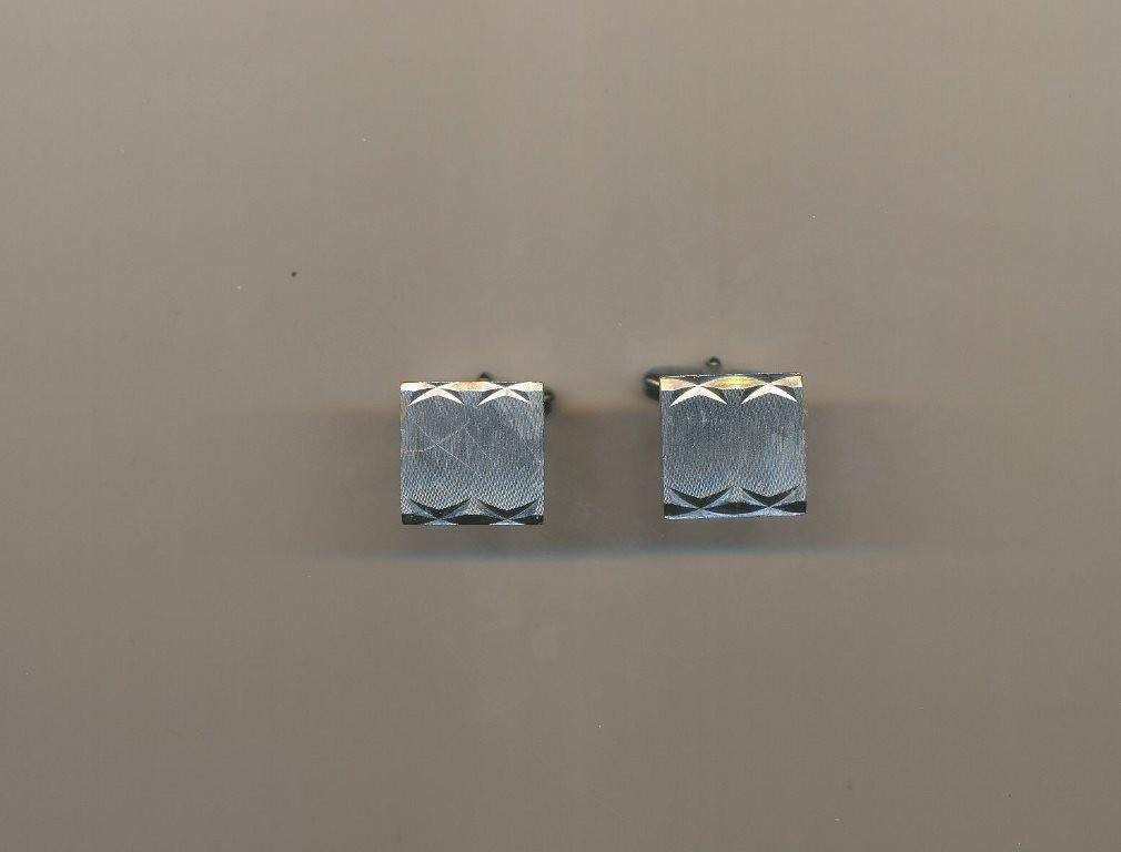 Metalen manchetknopen vierkant strak, modern, Sieraden, Tassen en Uiterlijk, Manchetknopen, Gebruikt, Overige materialen, Verzenden