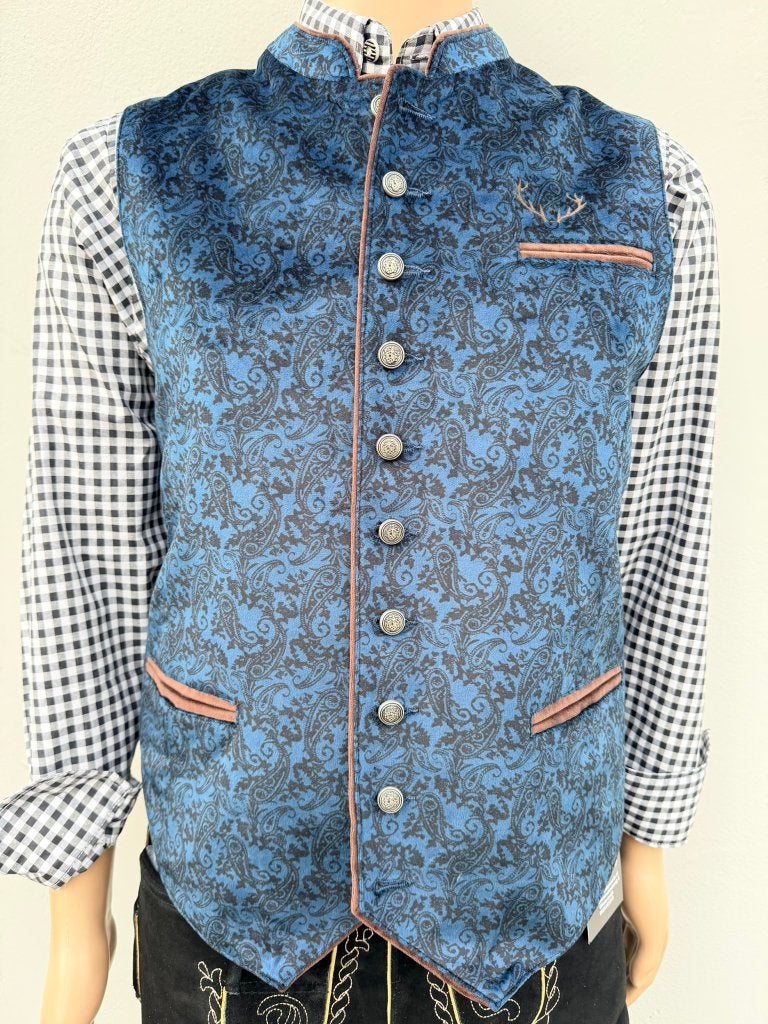 Trachten gilet maat 52, 54 & 56 blauw nieuw, Maat 52/54 (L), Trachtenmode.nl, Blauw, Nieuw