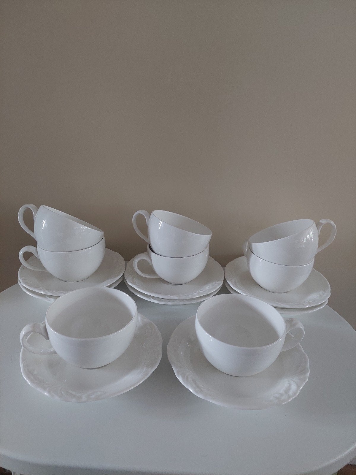 Villeroy&Boch Foglia thee/cappuccino kop en schotels wit, Ophalen of Verzenden, Zo goed als nieuw, Porselein, Kop en/of schotel