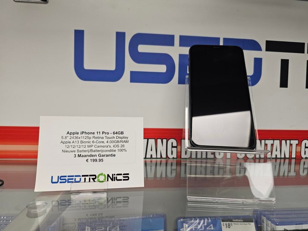 Apple iPhone 11 Pro - GB - Nieuwe accu, Telecommunicatie, Mobiele telefoons | Apple iPhone, Gebruikt, 64 GB, iPhone 15, Zwart