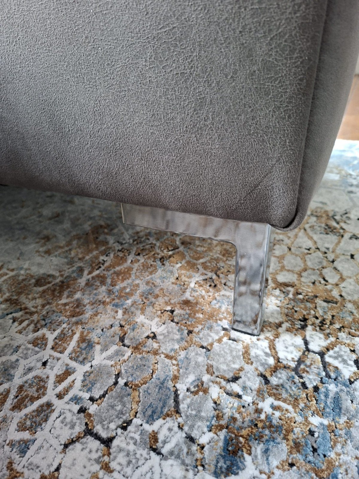 Pronto bank met losse hocker - Grijs lederlook, Ophalen, Gebruikt