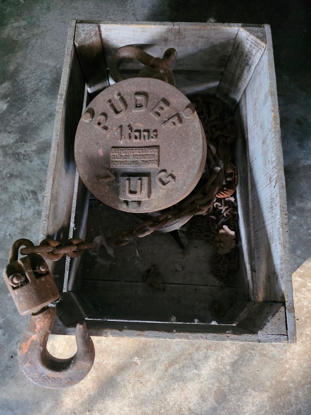 Oude ketting takel - 1 ton - Pruder, Doe-het-zelf en Verbouw, Ophalen of Verzenden