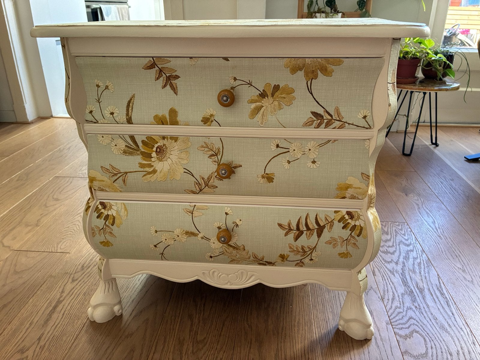Vintage ladekastje / buikkastje met bloemenprint, Huis en Inrichting, Kasten | Dressoirs, Ophalen, Gebruikt, 50 tot 100 cm, Met lade(s)