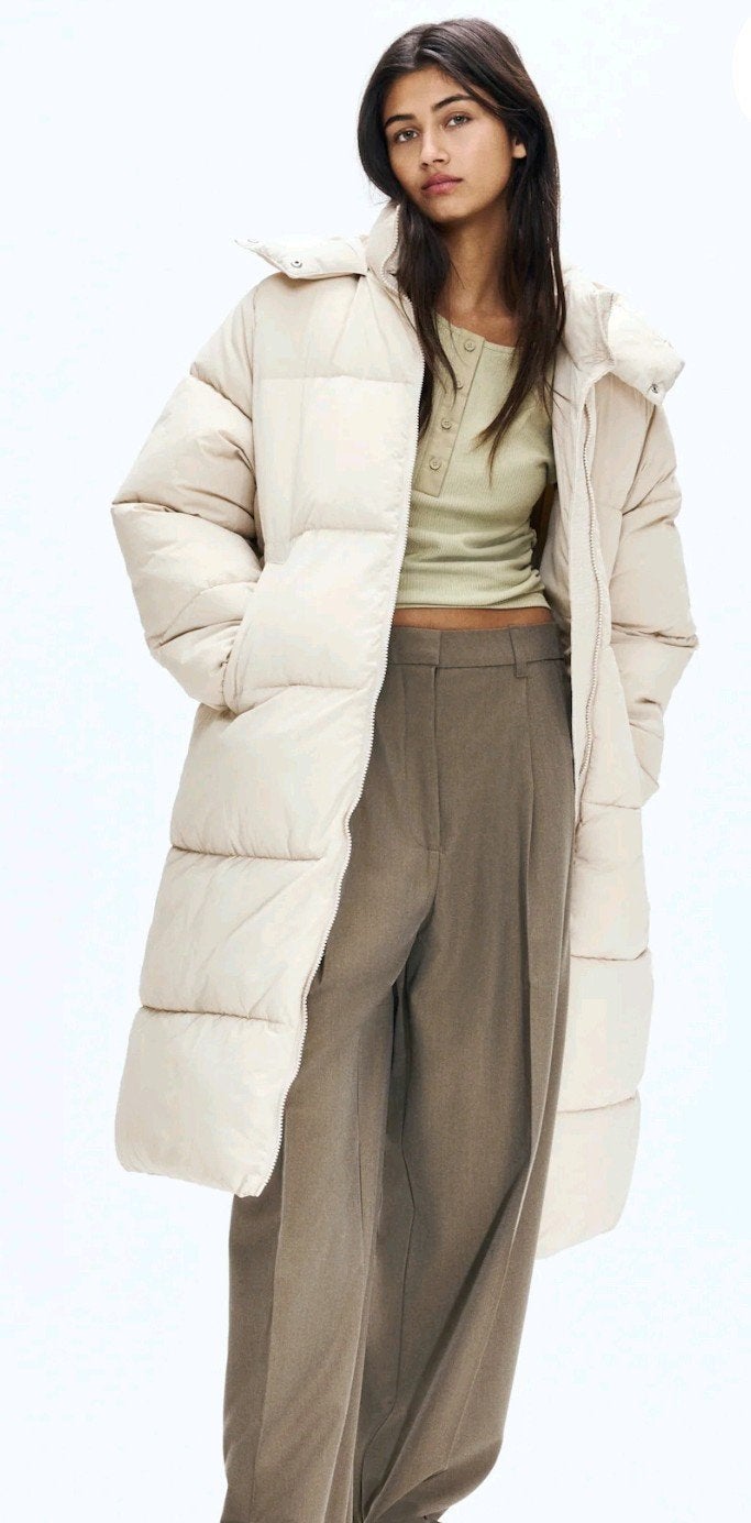 Off-white puffer winterjas maat M, Ophalen of Verzenden, Zo goed als nieuw, Maat 38/40 (M), Wit