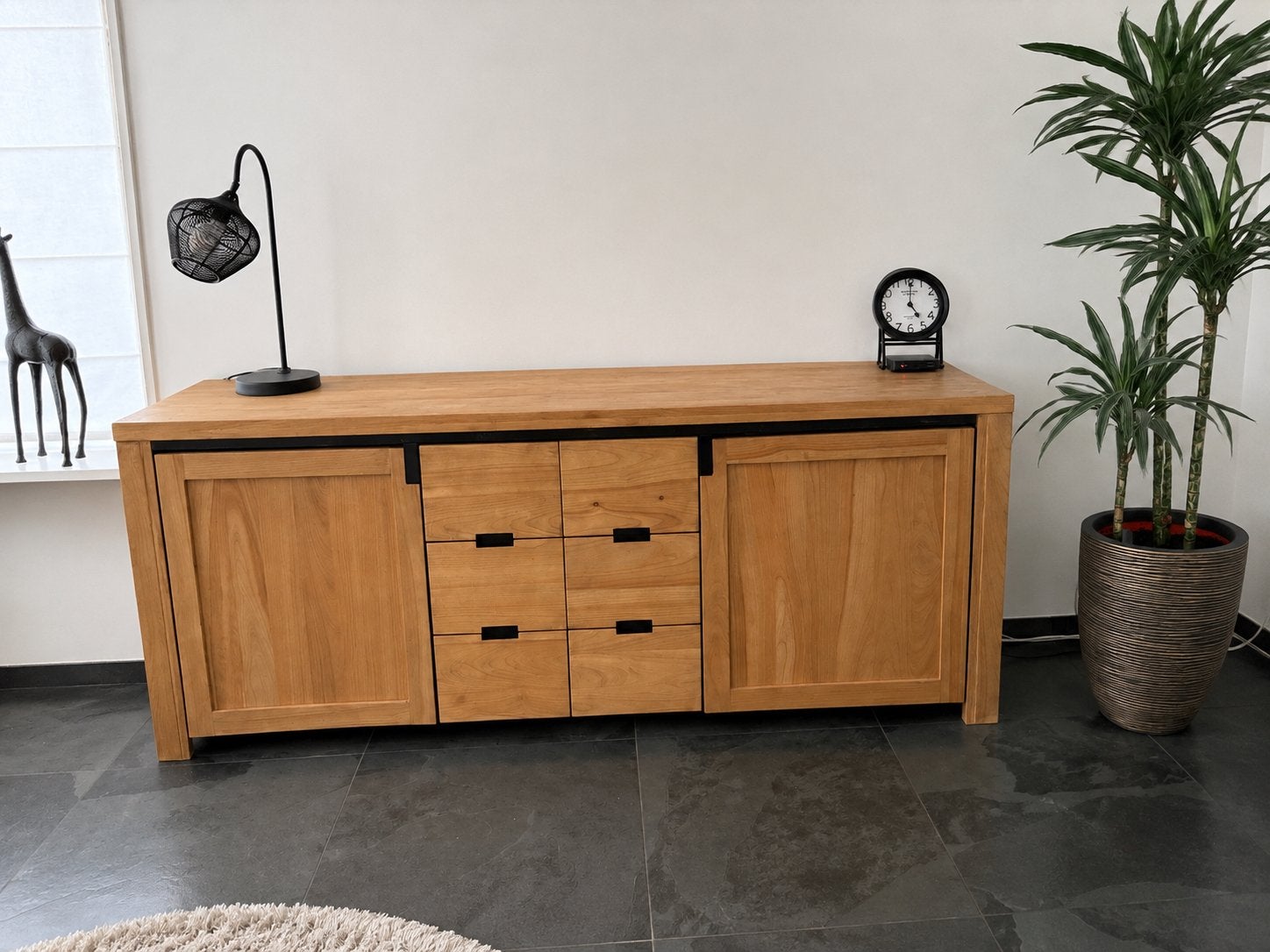 Dressoir, teakhout, kast, 198 cm breed, Ophalen, Gebruikt, 150 tot 200 cm, Teakhout