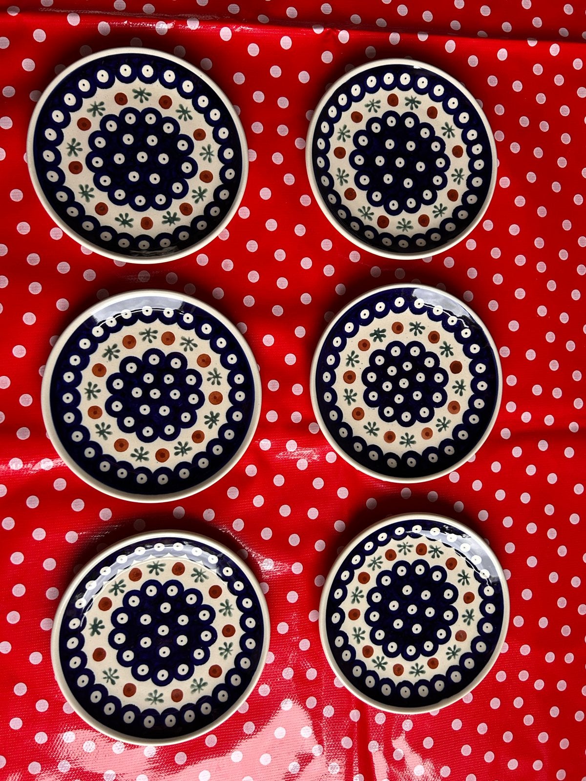 Set van 6 Boleslawiec Poolse gebaksbordjes 16cm, Ophalen of Verzenden, Zo goed als nieuw, Aardewerk