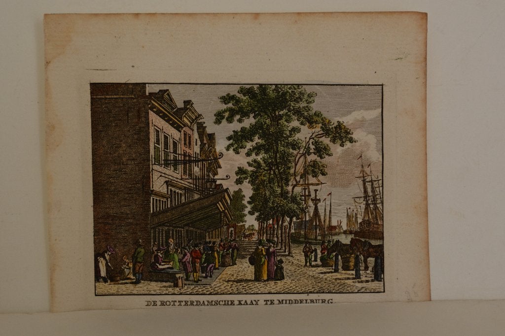 MIDDELBURG Kopergravure Handgekleurd ROTTERDAMSCHE KAAY GO1, Antiek en Kunst, Kunst | Etsen en Gravures, Stadsgezicht, Ophalen of Verzenden