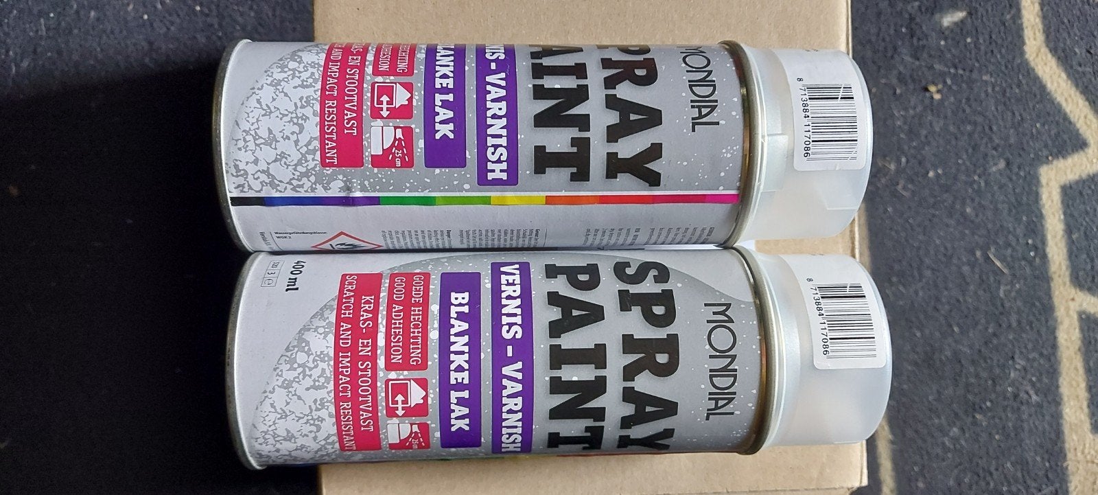spuitbussen Mondial Blanke Lak - 6x 400ml, Ophalen of Verzenden, Nieuw, Overige kleuren, Lak