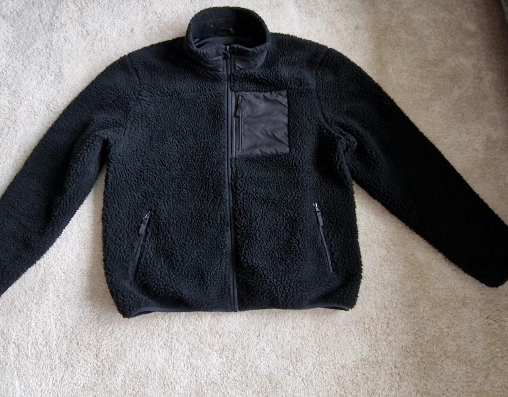 Urban Classics Sherpa Fleece Jas Zwart Maat L, Kleding | Heren, Jassen | Winter, Zo goed als nieuw, Maat 52/54 (L), Zwart, Ophalen of Verzenden