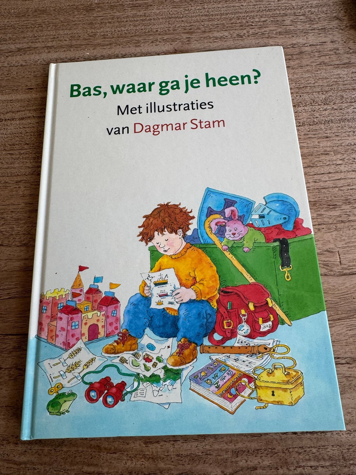 Bas, waar ga je heen? - Prentenboek met illustraties, Fictie algemeen, Jongen of Meisje, Ophalen of Verzenden, Zo goed als nieuw