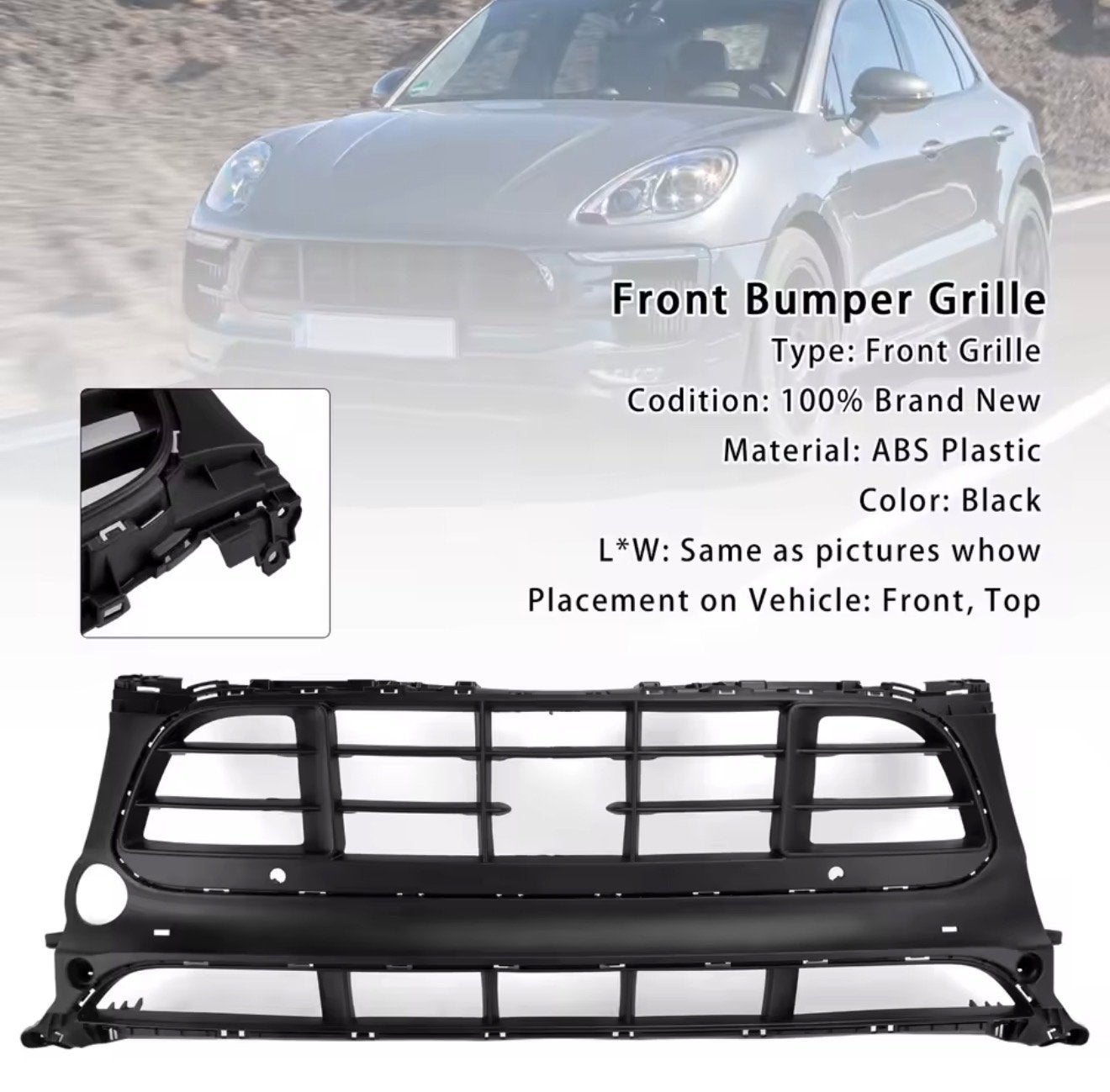 Voorbumper Grill Grille Porsche Macan GTS 2014-2017 W/ACC, Voor, Porsche, Nieuw, Ophalen of Verzenden