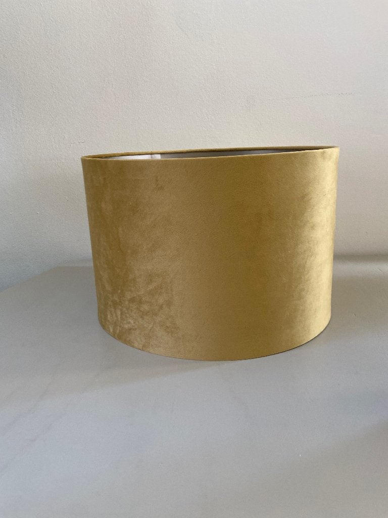 Nieuwe gouden, velours lampenkap, Ophalen, Tafellamp, 35 cm, Rond