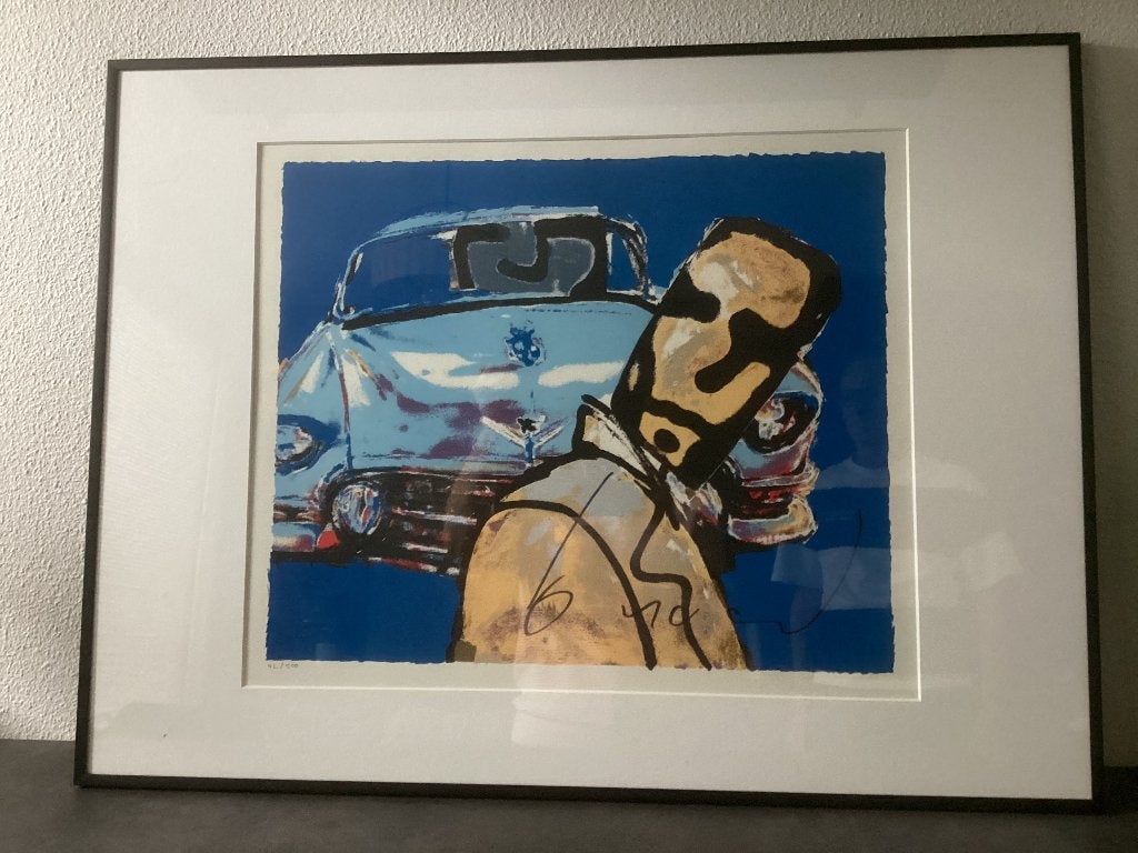 Zeefdruk Cadillac Walk Herman Brood, Antiek en Kunst, Gesigneerd, Ophalen, Overige onderwerpen, Zeefdruk