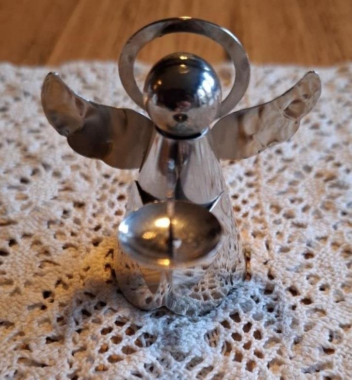 Vintage metalen kerstengeltje met kaarsje KERST, Diversen, Kerst, Gebruikt, -, -, Ophalen of Verzenden