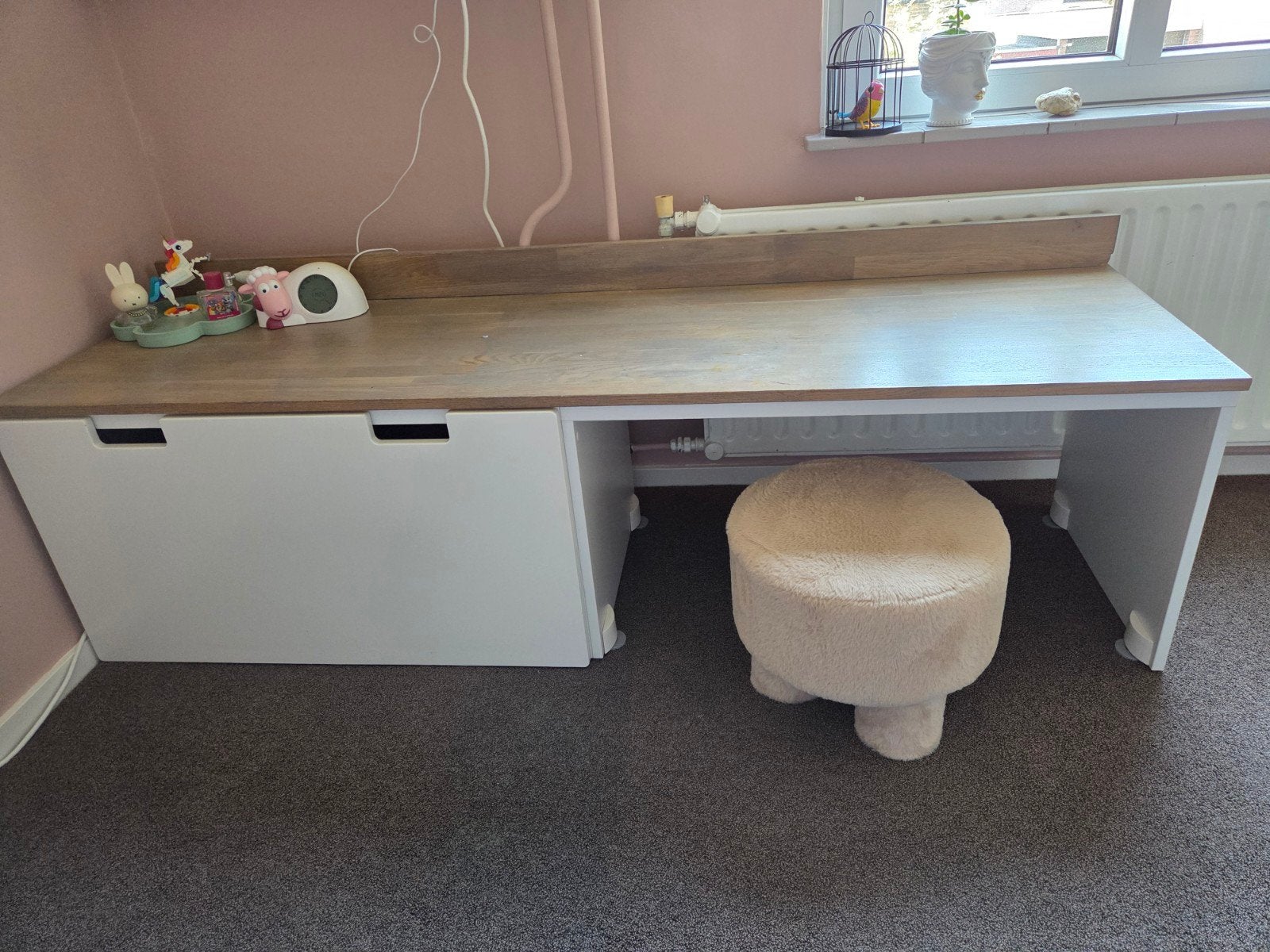 Kinderbureau met opbergruimte - Wit/Hout, Opbergruimte, Gebruikt, Hout, Kinderbureau