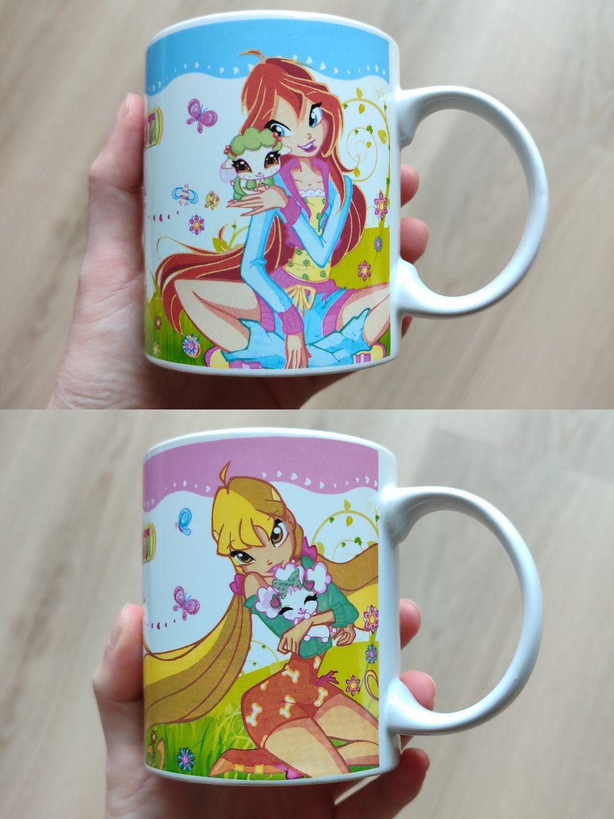 2 Winx Club Mokken - Bloom & Stella love & pet, Ophalen of Verzenden, Gebruikt, Meerkleurig, Steen/keramiek