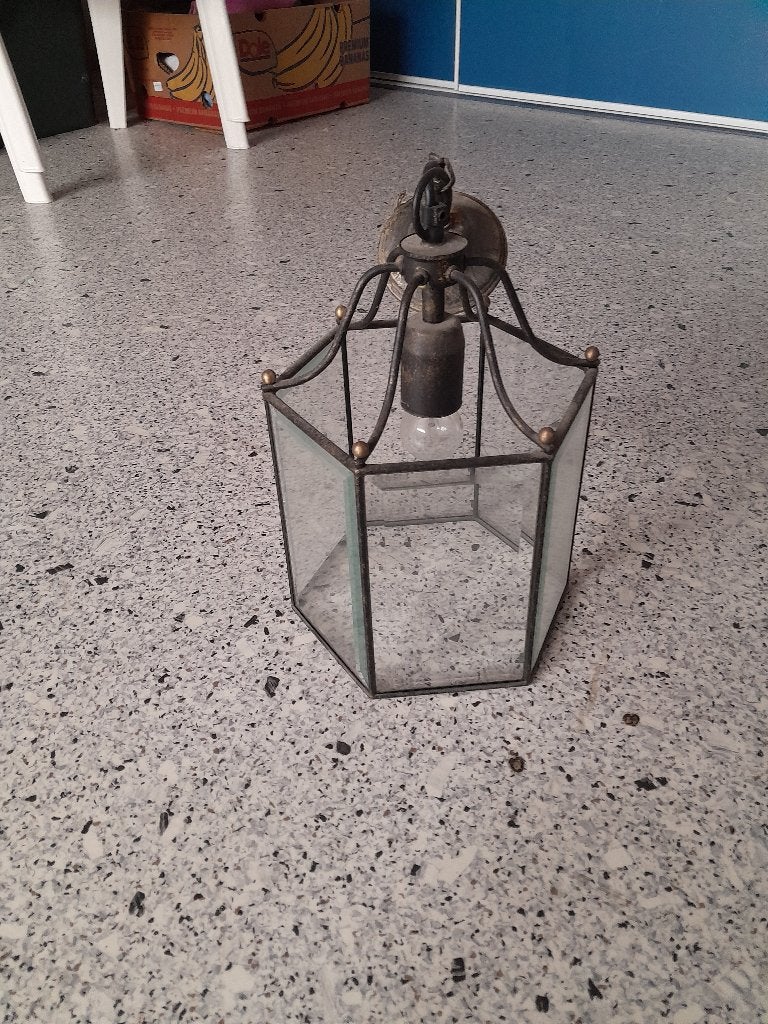 Hanglamp, Ophalen, Overige fittingen, Zo goed als nieuw, Glas
