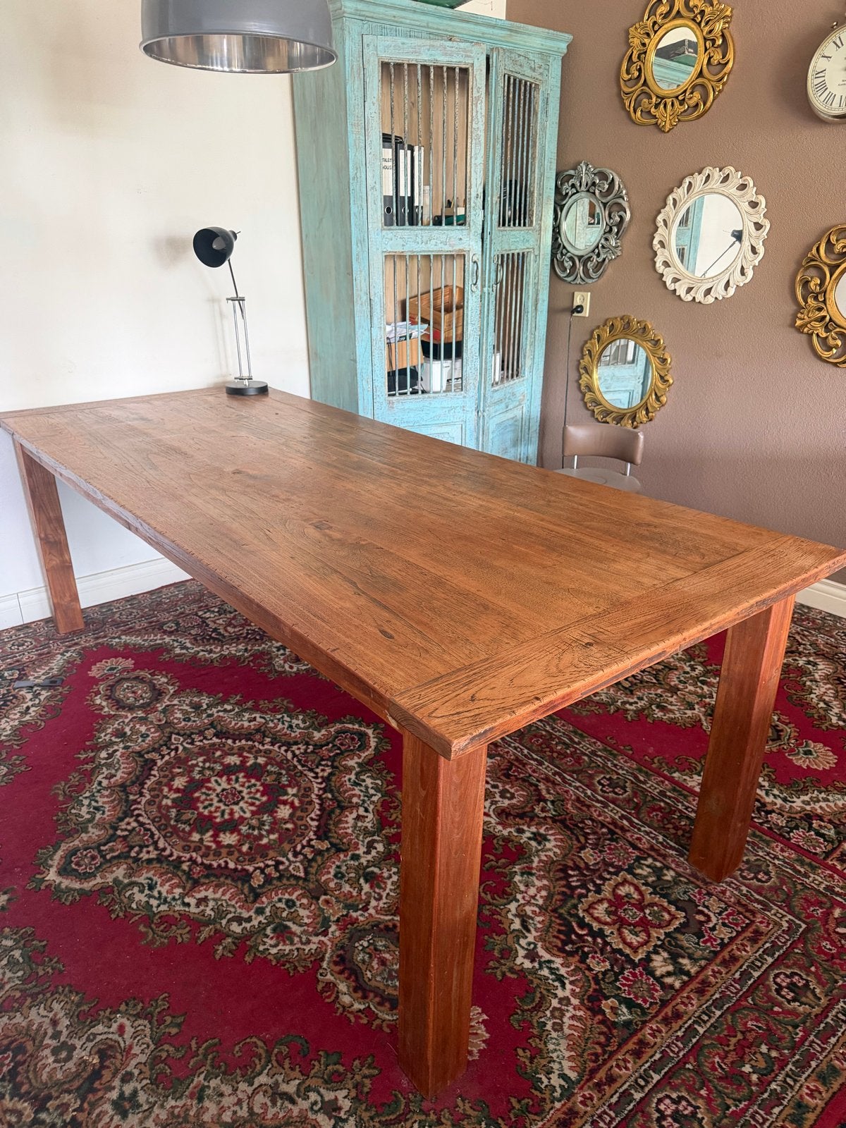 Grote houten eettafel 240x100x80 cm, Ophalen, Gebruikt, 200 cm of meer, 50 tot 100 cm