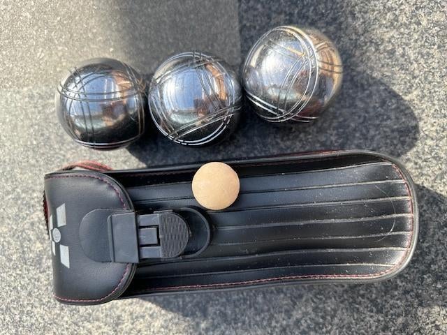 Jeu de boule ballen set 3 st.met houten balletje, Sport en Fitness, Bowlen, Ophalen, Gebruikt, Bal