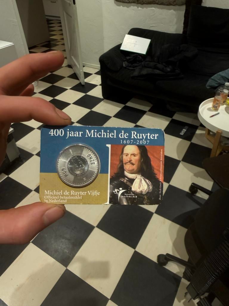 Zilveren 5 Euro Munt - Michiel de Ruyter, Koningin Beatrix, Zilver, Euro's, Ophalen of Verzenden