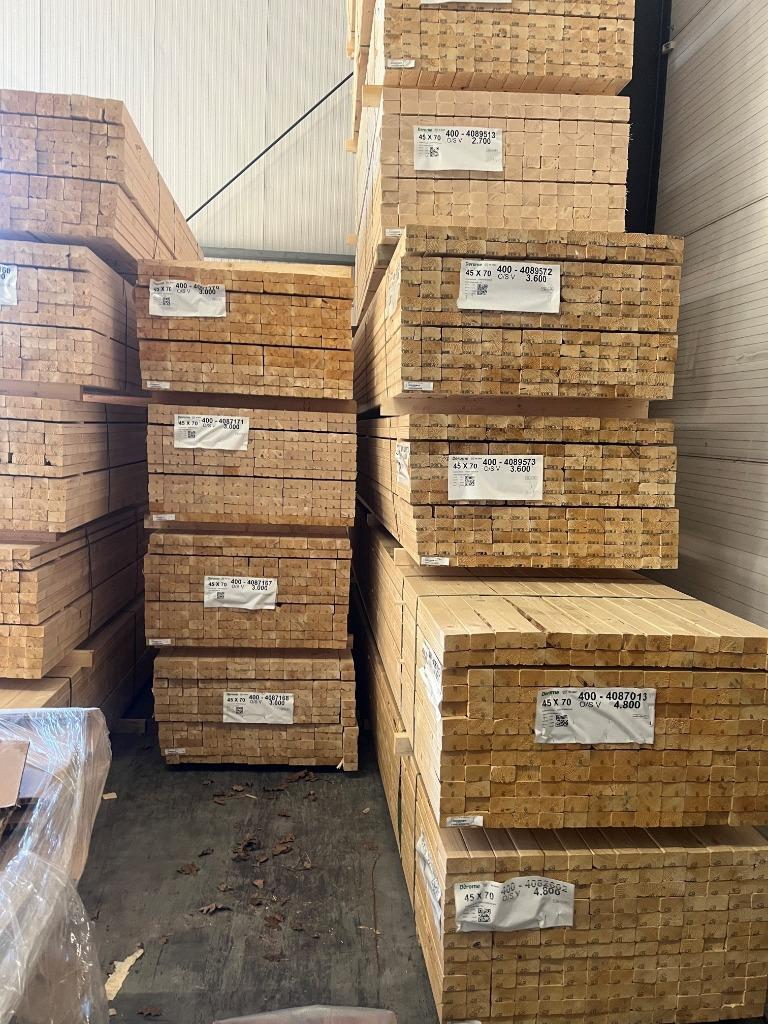 Vuren 44 x 70 mm grote voorraad SCHERPE PRIJS!!!, Ophalen, Nieuw, 250 cm of meer, Balken