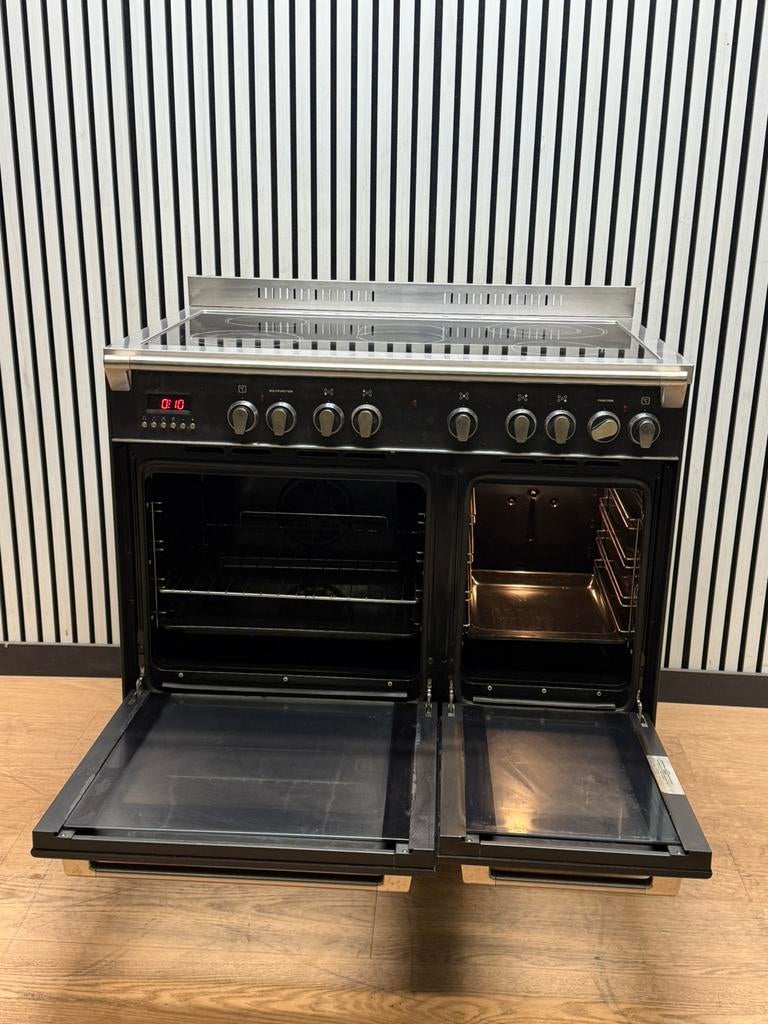 Luxe DeLonghi Fornuis keramisch 5 zones met 2 ovens 90 cm, Witgoed en Apparatuur, Fornuizen, Ophalen of Verzenden, Zo goed als nieuw
