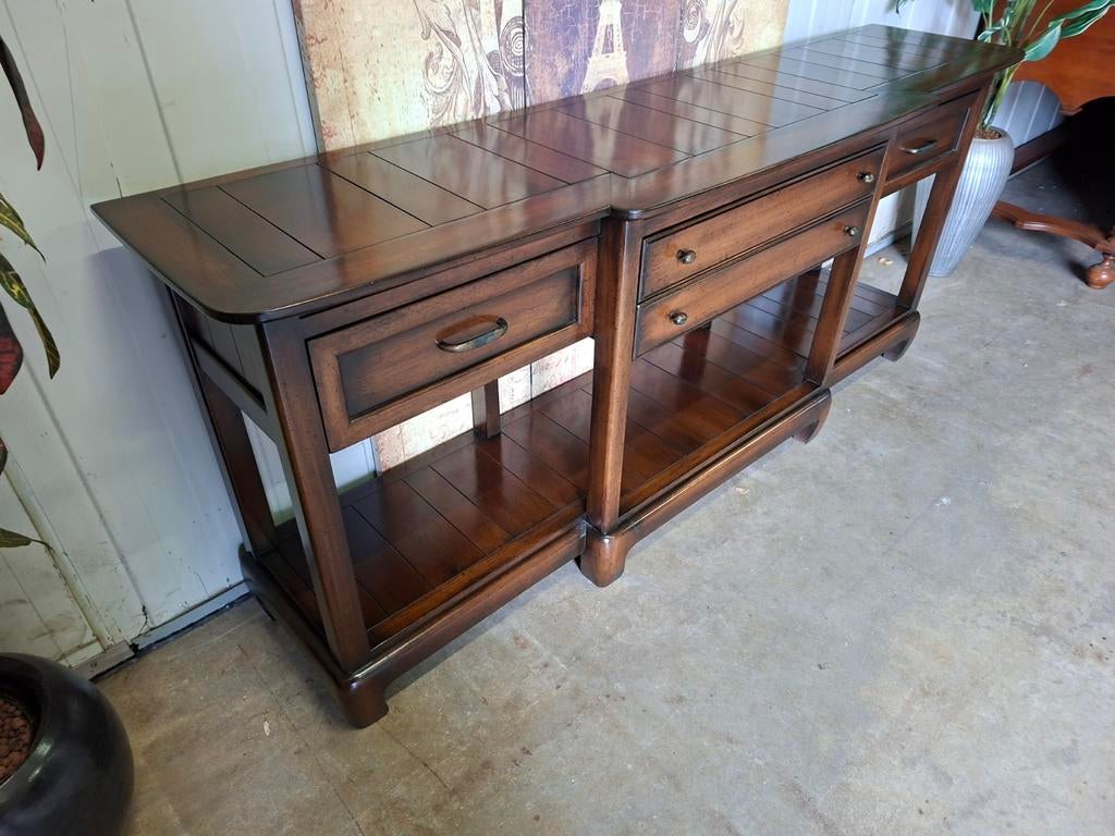 Klassieke Engels sidetable, wandtafel, console, Ophalen of Verzenden, Zo goed als nieuw, 25 tot 50 cm, Rechthoekig