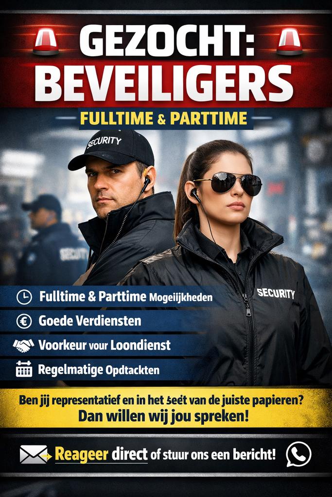 Gezocht: Beveiligers (Fulltime & Parttime), Vacatures, Vacatures | Beveiliging, Variabele uren, MBO, Vanaf 1 jaar, Tijdelijk contract