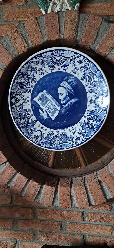 Delfts blauw bord moeder Rembrandt, Ophalen of Verzenden