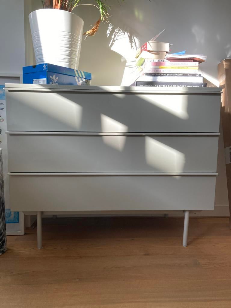 Westwing Elona Beige Ladekast - Houten Design, Ophalen, 50 tot 100 cm, Zo goed als nieuw, Met lade(s)
