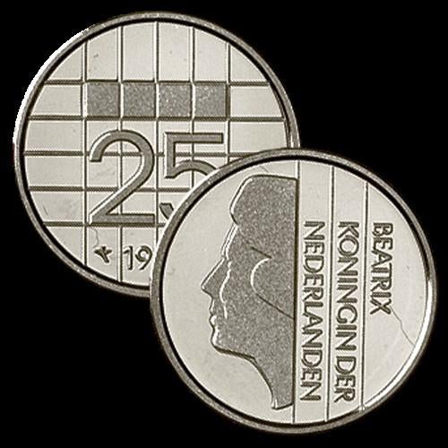 25 cent beatrix unc, Postzegels en Munten, Munten | Nederland, Ophalen of Verzenden, Koningin Beatrix, 25 cent, Losse munt