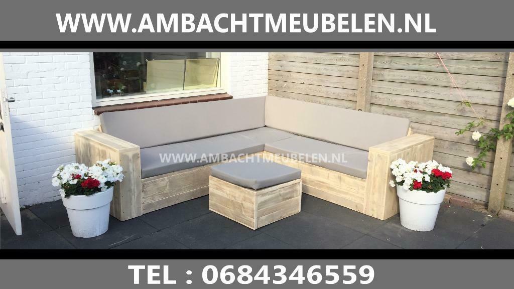 Steigerhouten Hoekbank Loungeset Loungebank Tuinbank SALE, Tuin en Terras, Ophalen, Nieuw, Steigerhout